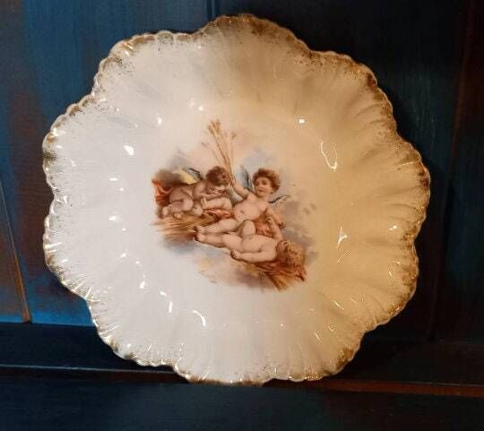 photo for sale Antique French Cherub Plates Paris Porcelaine Set Of Two