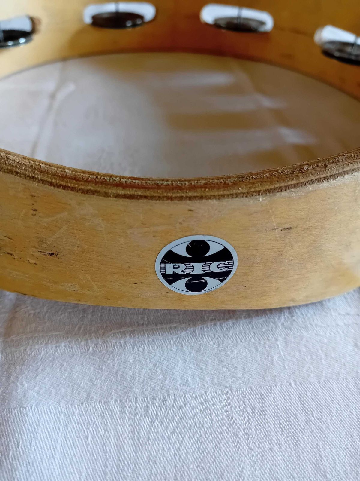 Ric Tambourine Handmade Marked Vintage Musical Percussion Instrument photo furniture