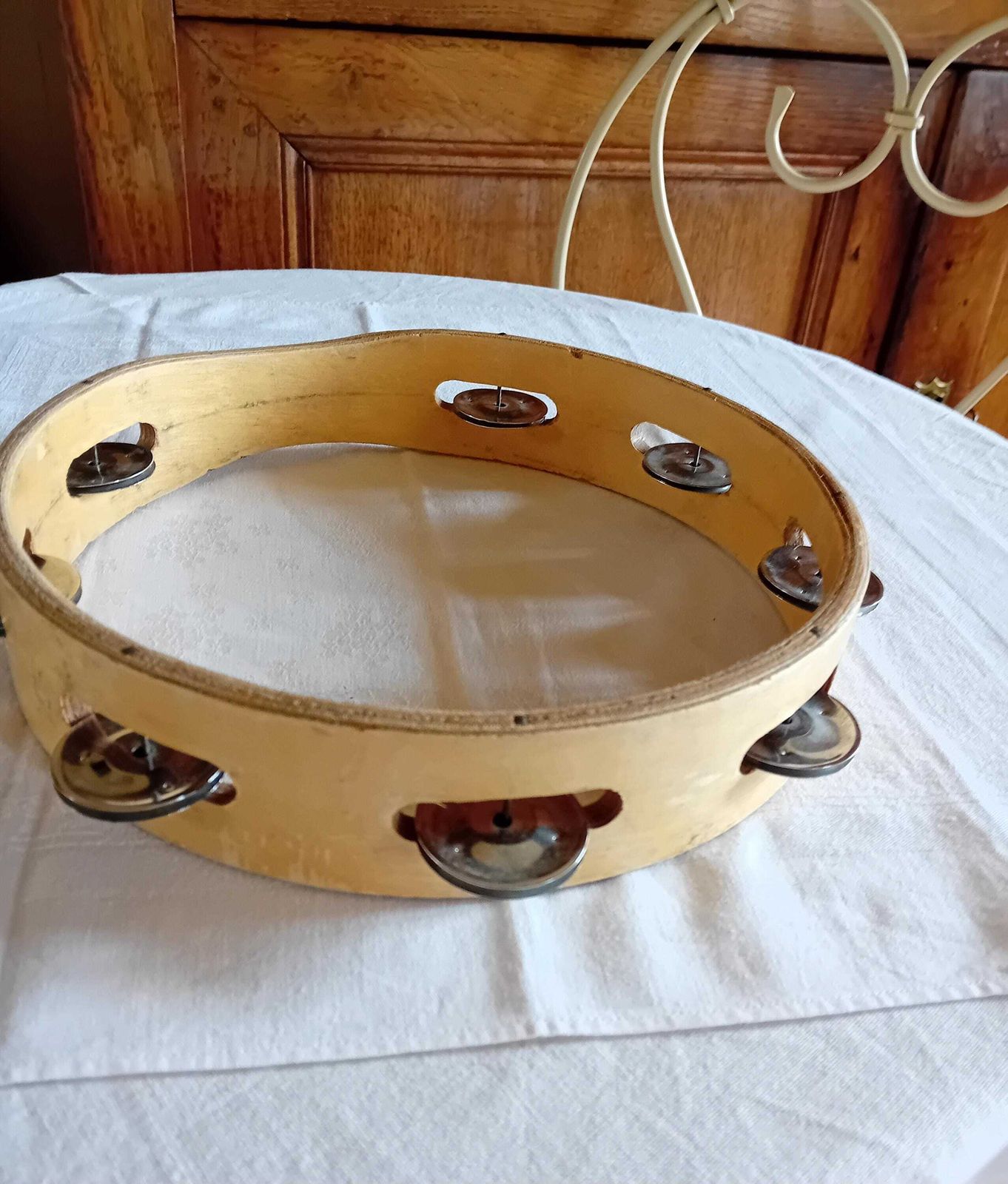 Ric Tambourine Handmade Marked Vintage Musical Percussion Instrument photo Woonaccessoires