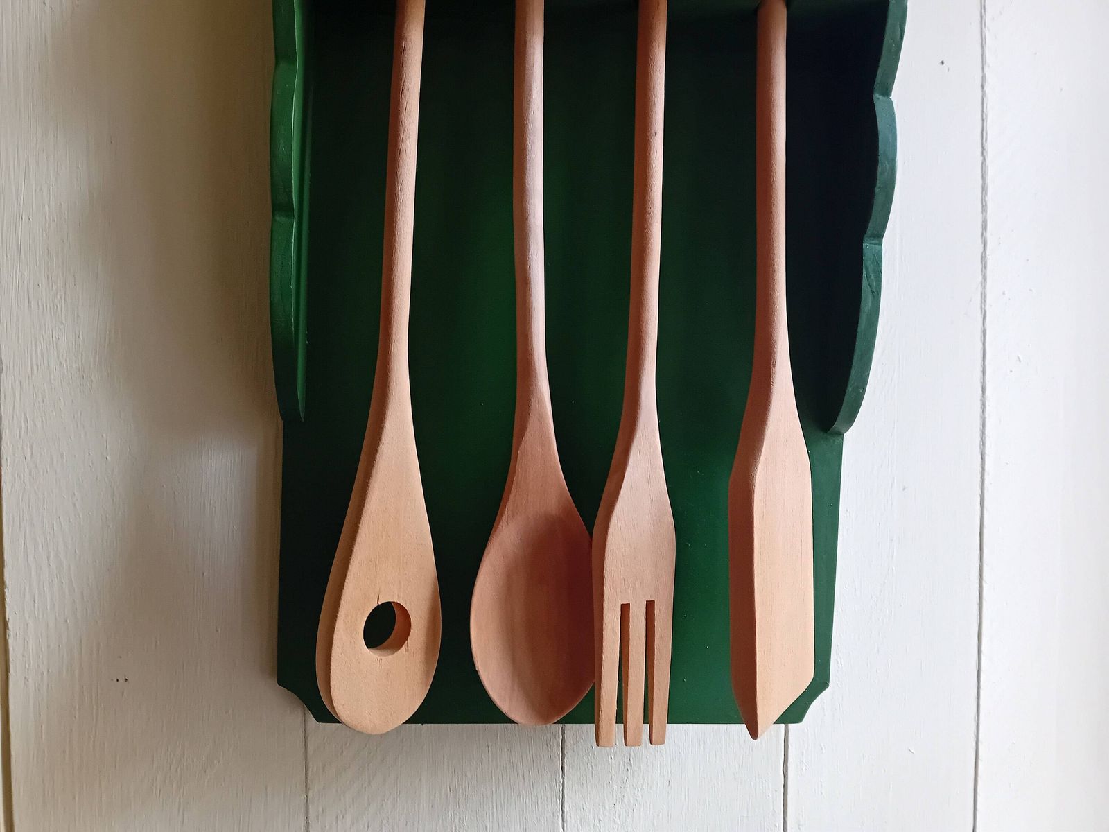 Kitchen Utensils Made Of Wood With Decorative Hanging Rack photo vinterior