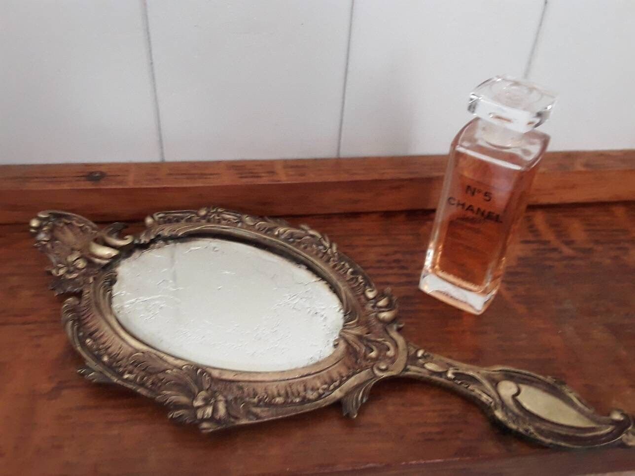 Antique Bronze Hand Mirror French Shabby Chic photo vintage