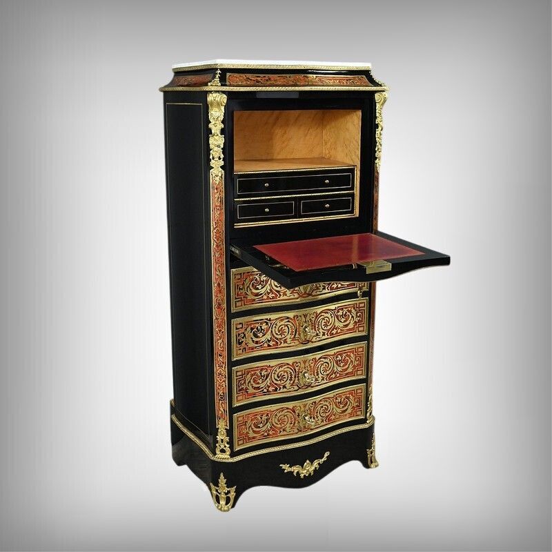 Secretary In “Boulle” Marquetry, Napoleon III Period – Mid 19th Century photo furniture