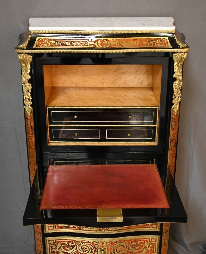 photo vintage Secretary In “Boulle” Marquetry, Napoleon III Period – Mid 19th Century