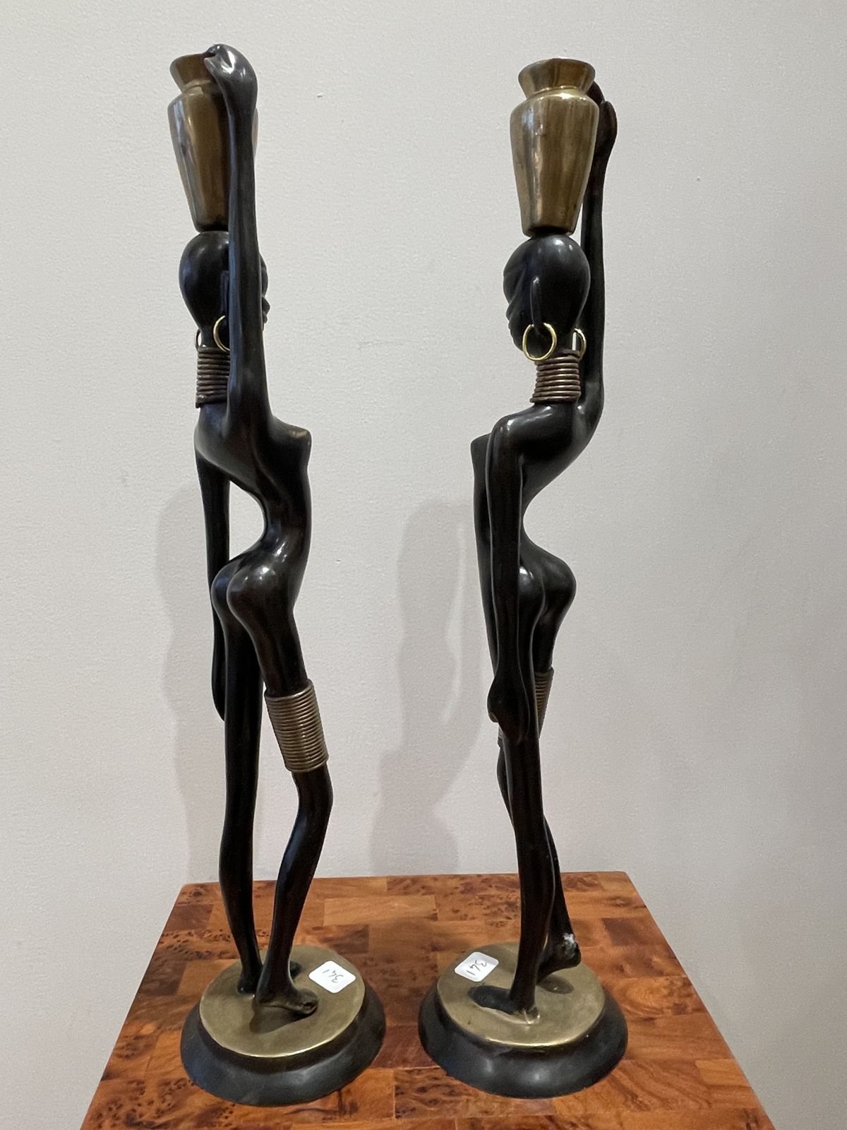 Stunning Pair Of African Lady Carrying Water, In The Style Of Karl Hagenauer 1970’s photo furniture