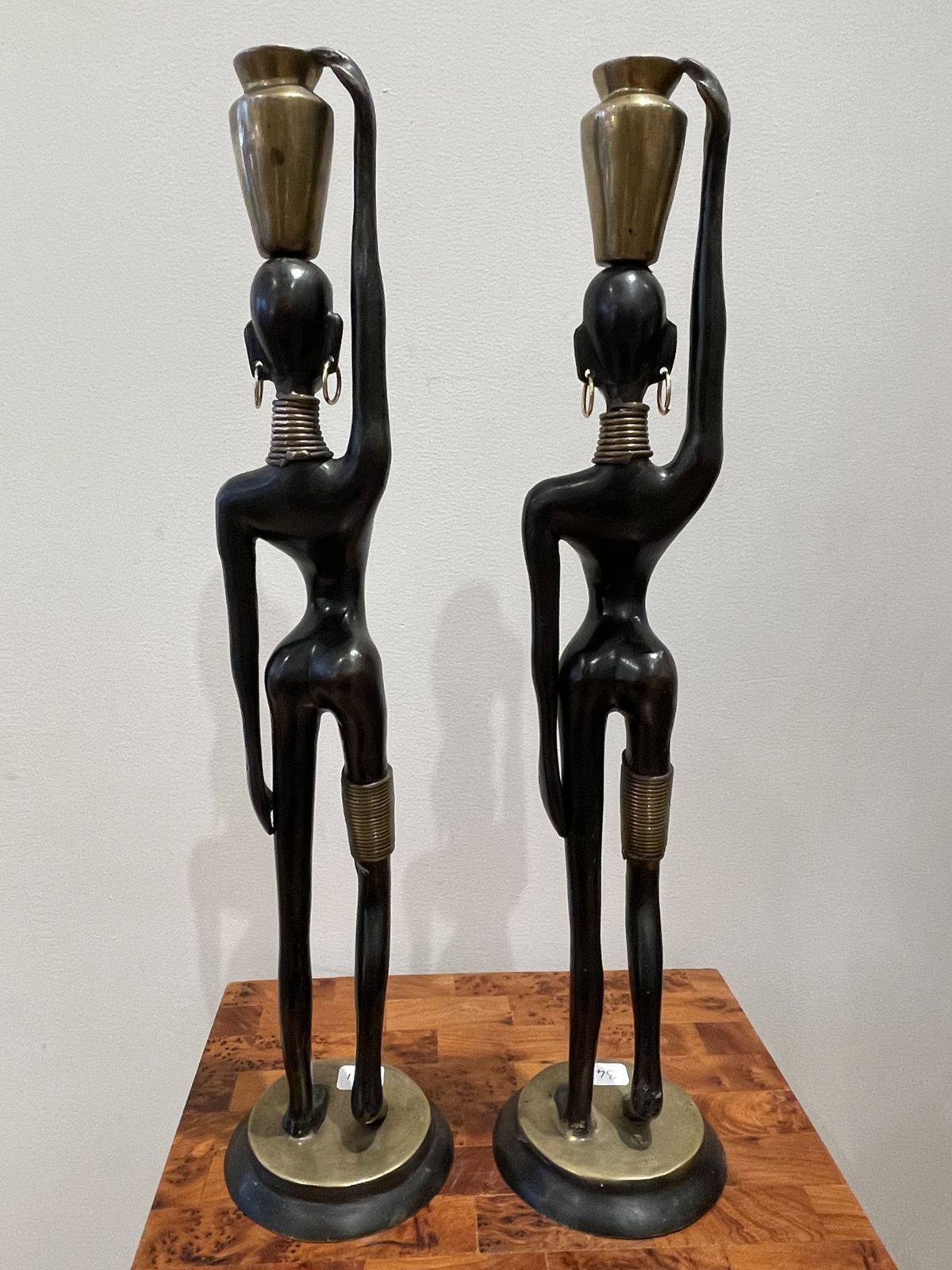 photo for sale Stunning Pair Of African Lady Carrying Water, In The Style Of Karl Hagenauer 1970’s