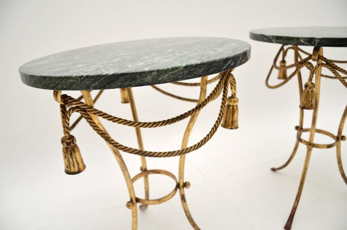 Pair Of Antique Italian Gilt Metal And Marble Side Tables photo vinterior