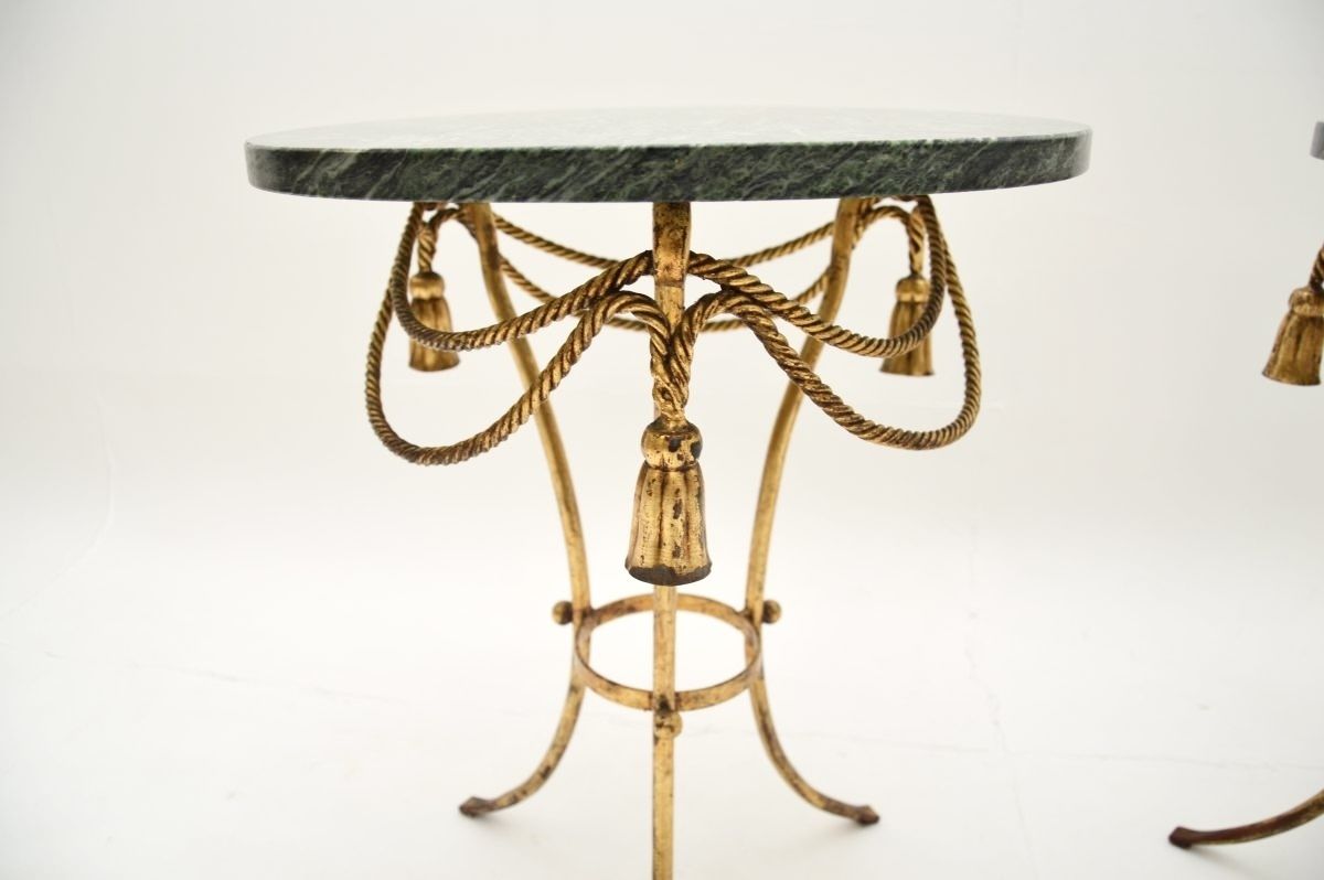 Pair Of Antique Italian Gilt Metal And Marble Side Tables photo buy