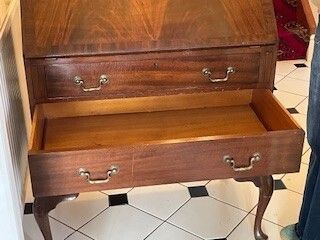 Antique Queen Anne Style, Mahogany Bureau, Waring And Gillow, C1930