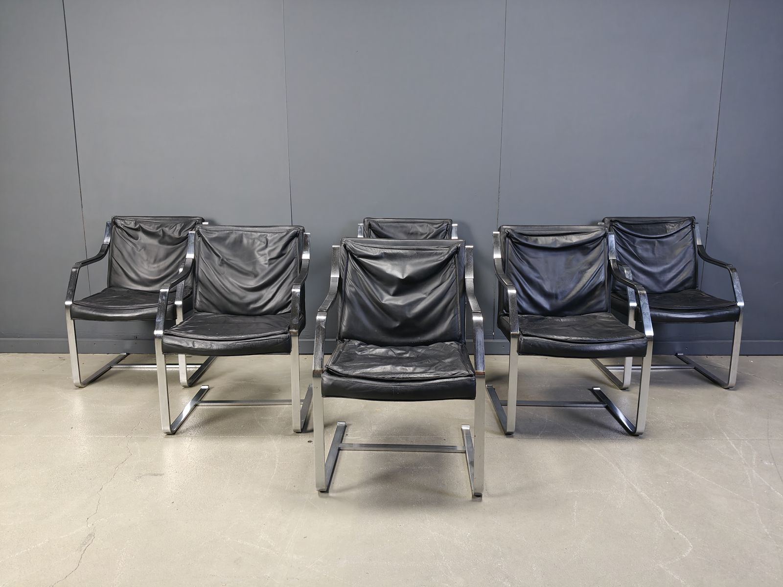 photo for sale Set Of 6 Rudolf Glatzel Armchairs For Knoll Art Collection, 1980s