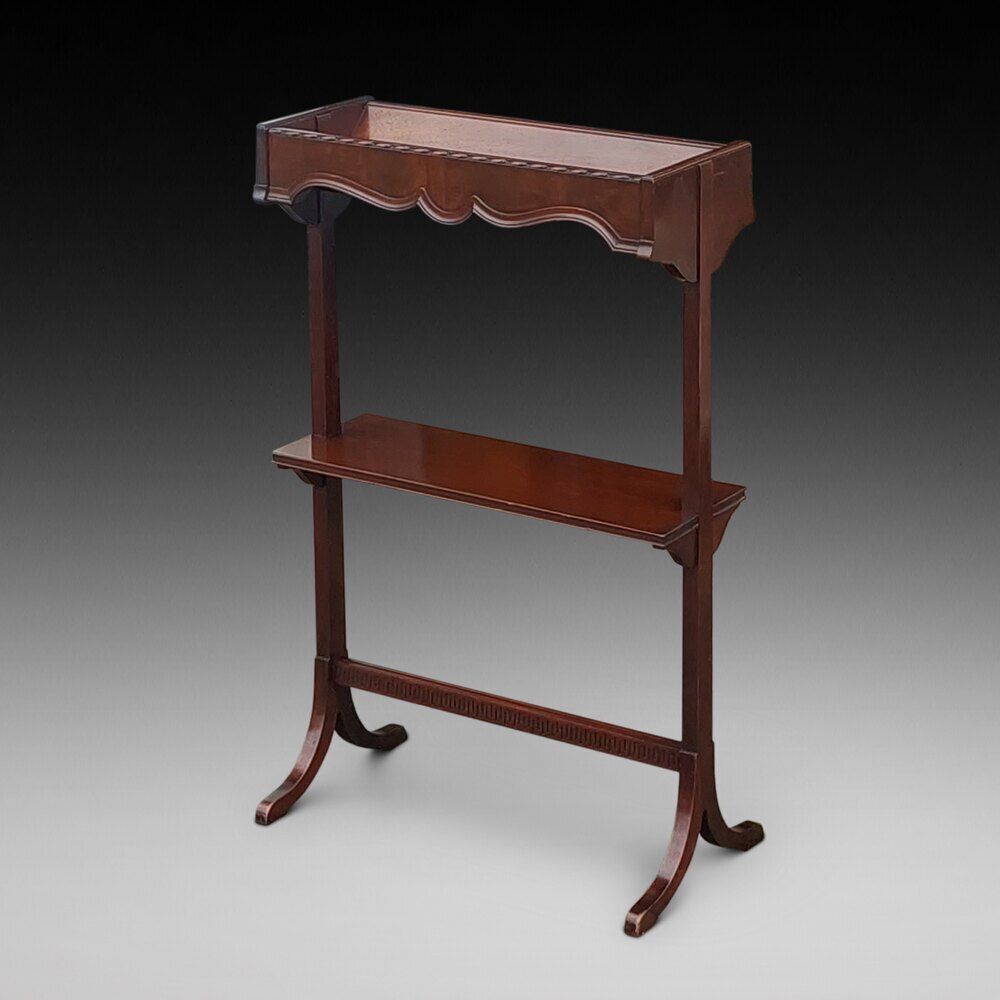 Edwardian Mahogany Two Tier Library Book Trough