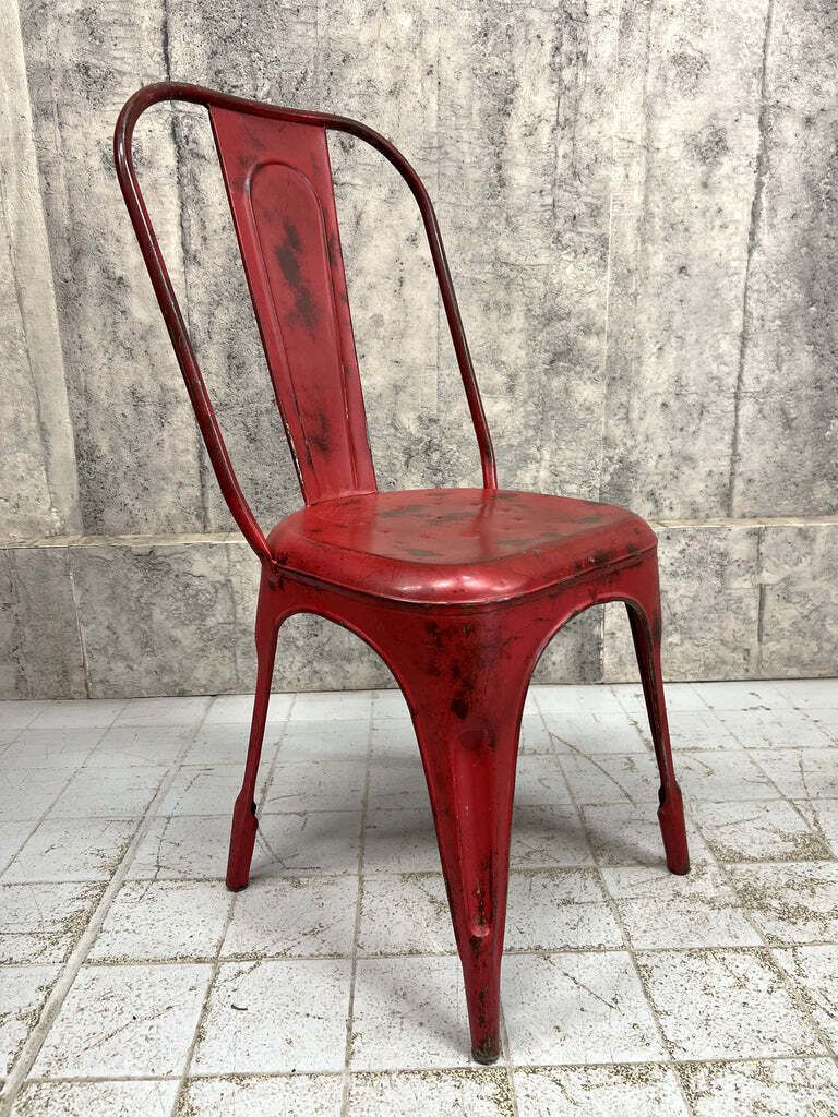 Set Of 6 Red 1930's Style Tolix Metal Chairs photo buy