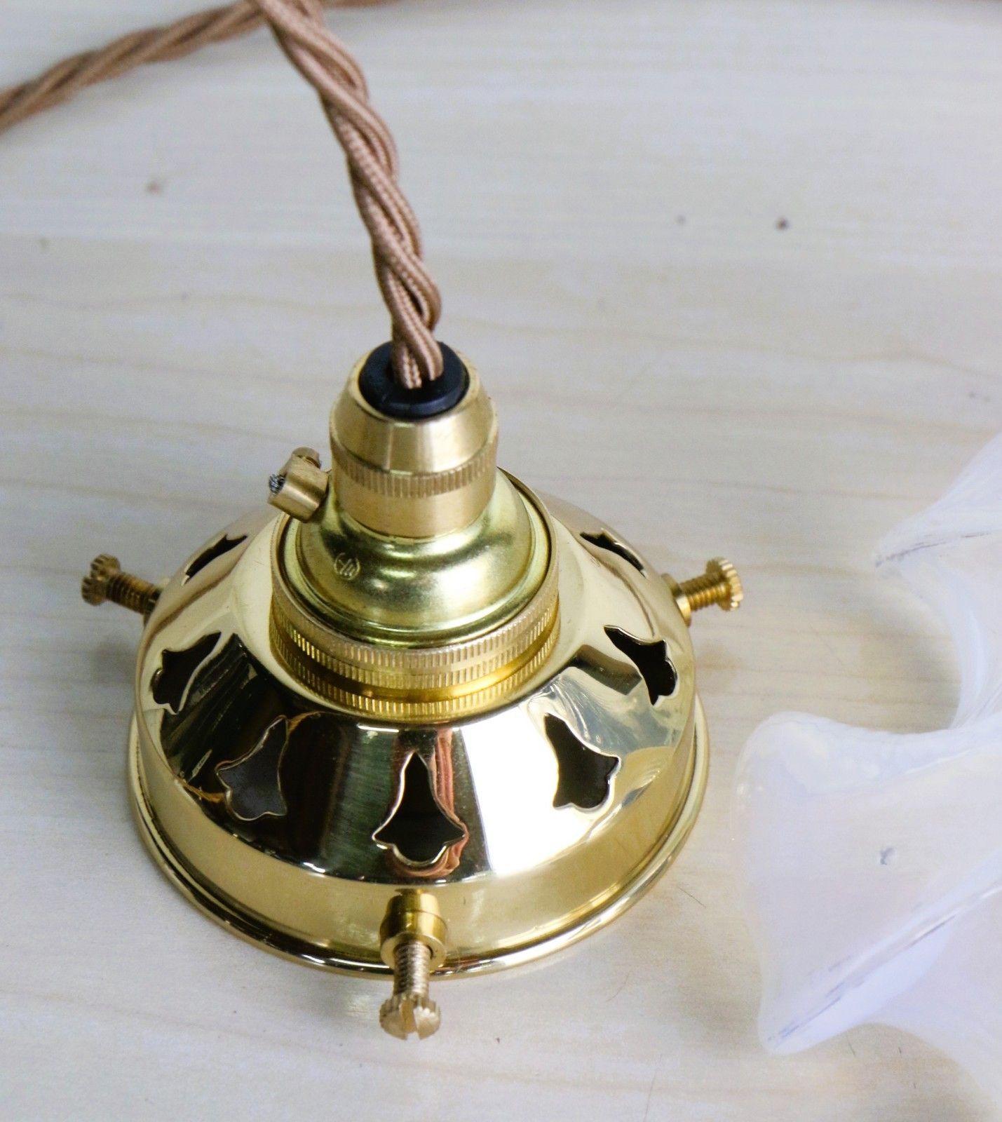 photo for sale Ceiling Light An Antique Small Glass Opalescent Frilled Lampshade New Fittings