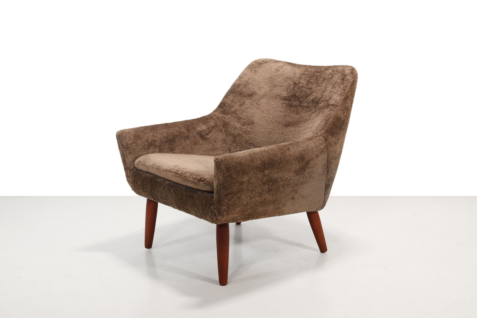 Danish Design Armchair In Brown Faux Sheepskin