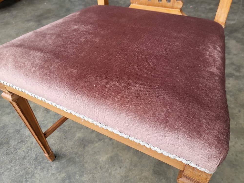20thc Square Legs Rose Fabric Bedroom Bathroom Chair photo 75.0
