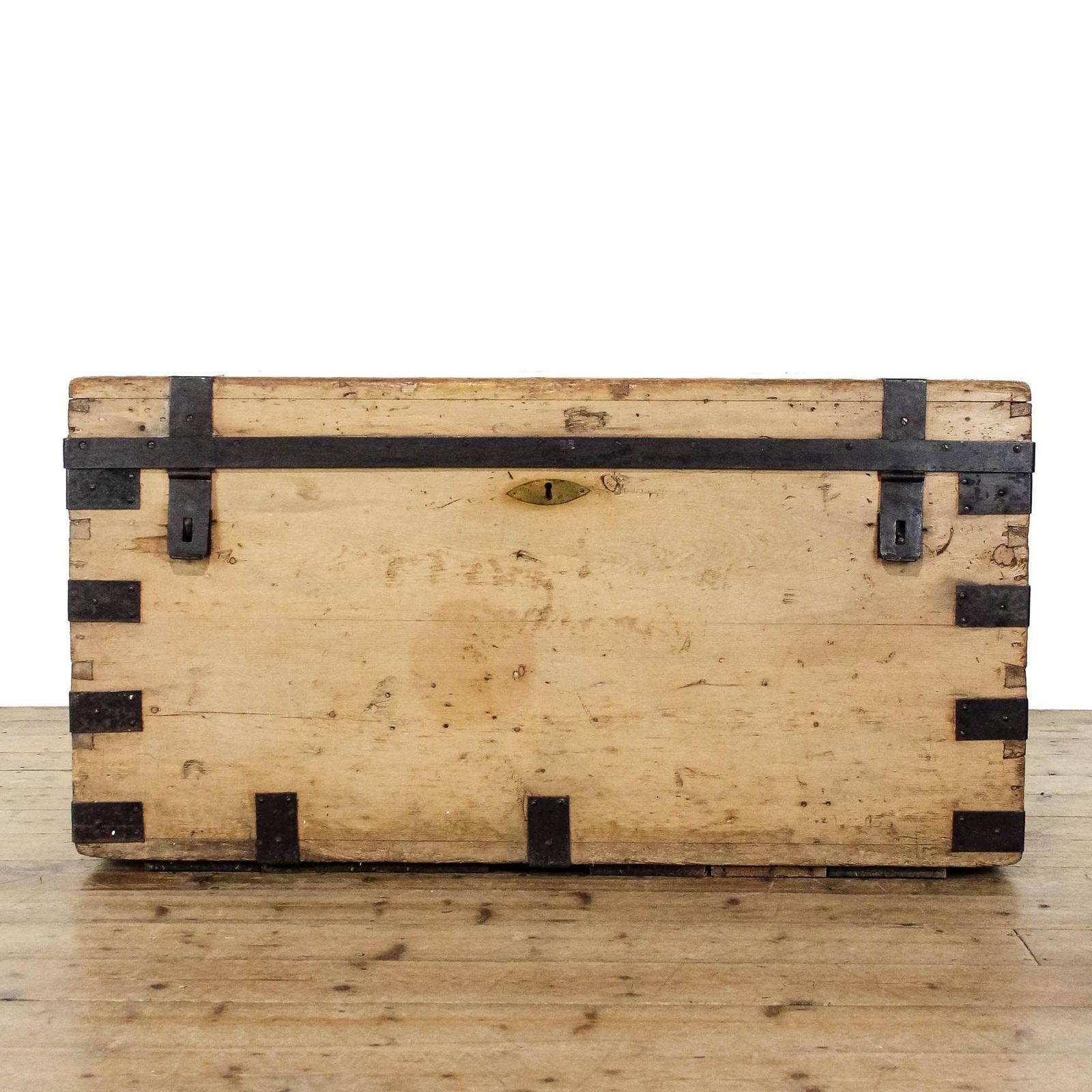 Antique Pine Metal Bound Chest | Antique Furniture | Antique Trunk | Antique Storage | Pine Trunks | Blanket Box photo furniture