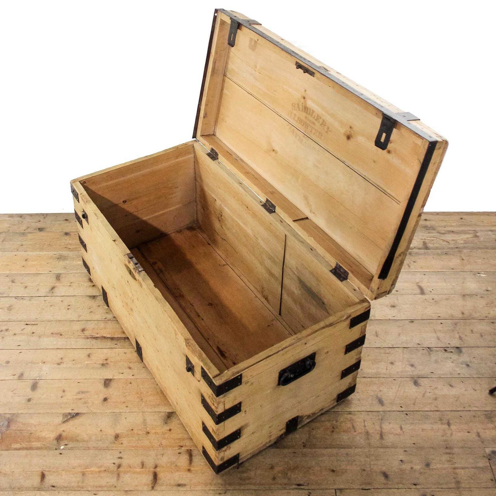 Antique Pine Metal Bound Chest | Antique Furniture | Antique Trunk | Antique Storage | Pine Trunks | Blanket Box photo buy