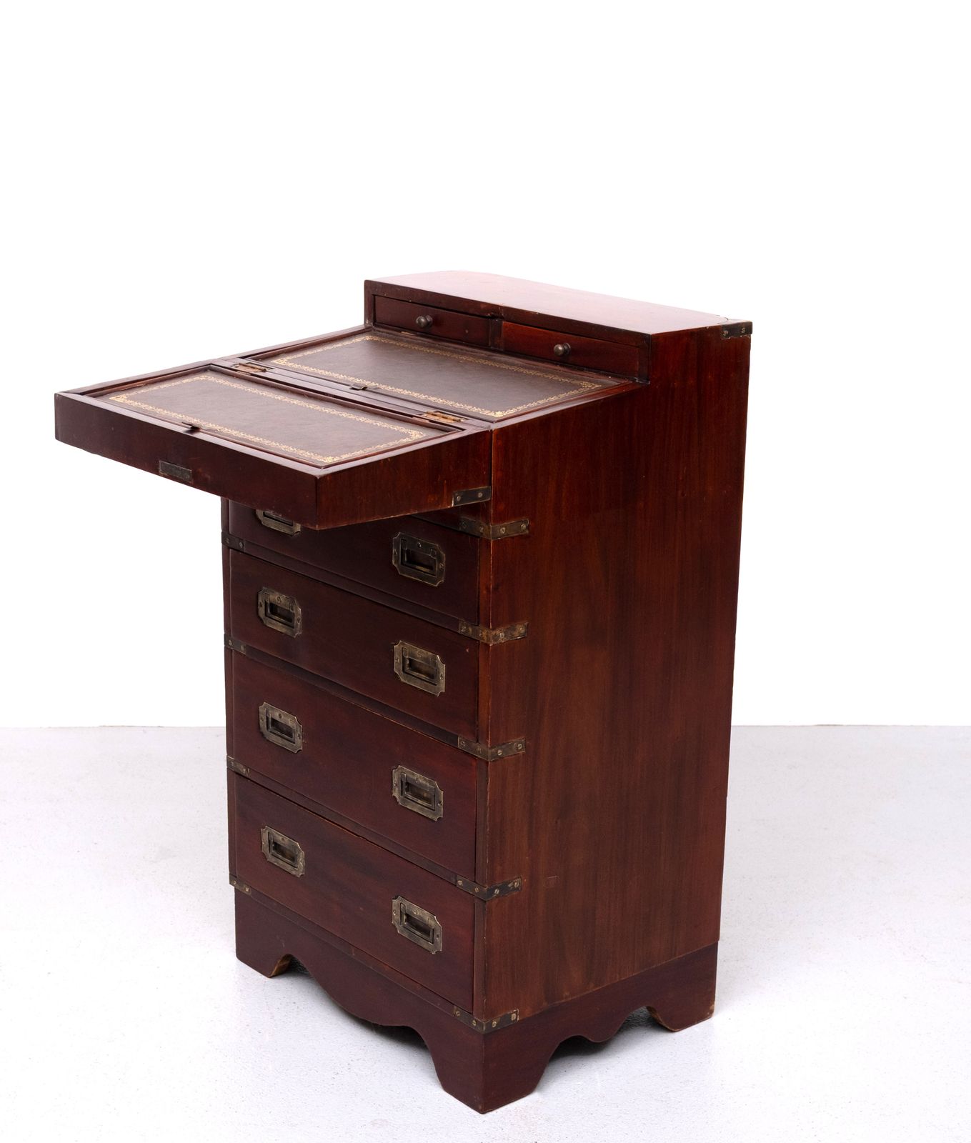 Military Campaign Style Mahogany Davenport Desk. England