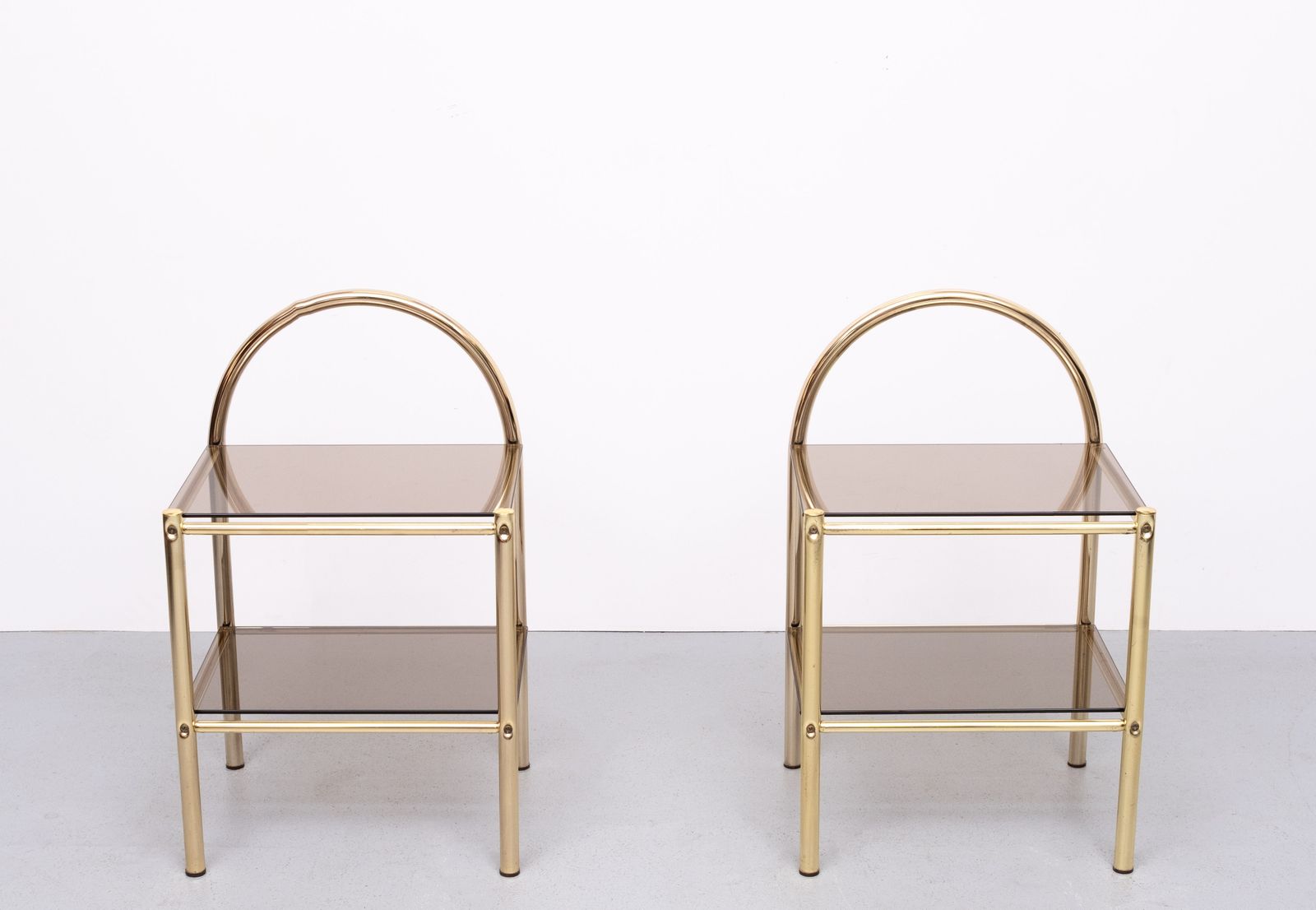 Pair Brass Bed Side Tables 1970s France photo vinterior