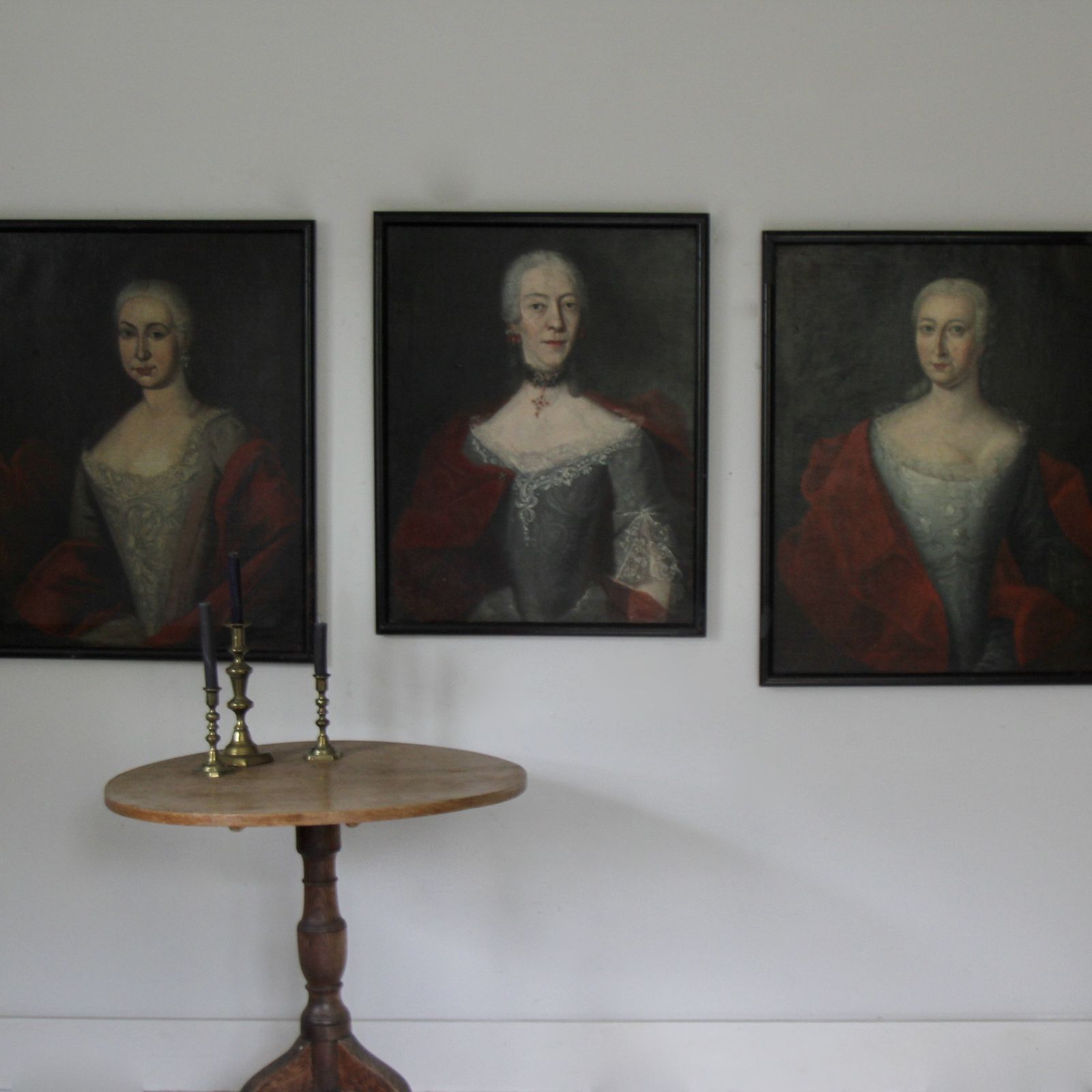 Large 18th Century Portraits Of Mother And Daugthers Antique Portraits Oil On Canvas photo for sale