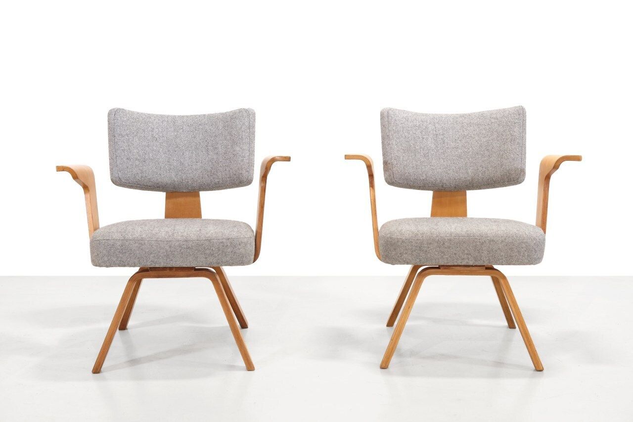 Set Of Two Rare Cor Alons Armchairs In Birch