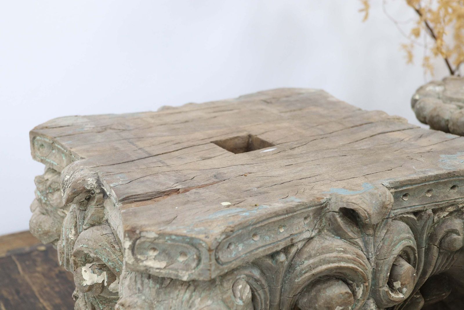 Late 18th Century Hand Carved Teak Indian Pillar Capitals photo Home Decor