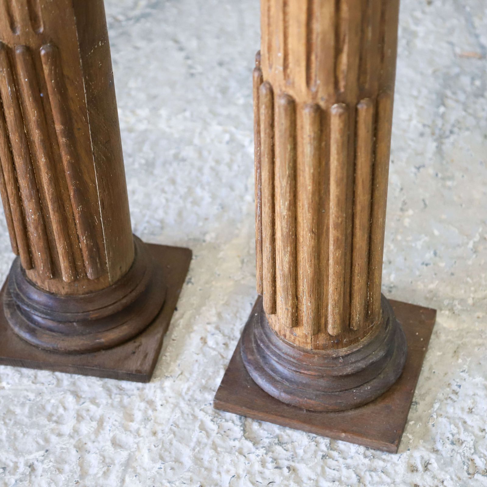 Pair Of Antique Hand Carved Wooden Corinthian Columns   Classical Architectural Display photo buy