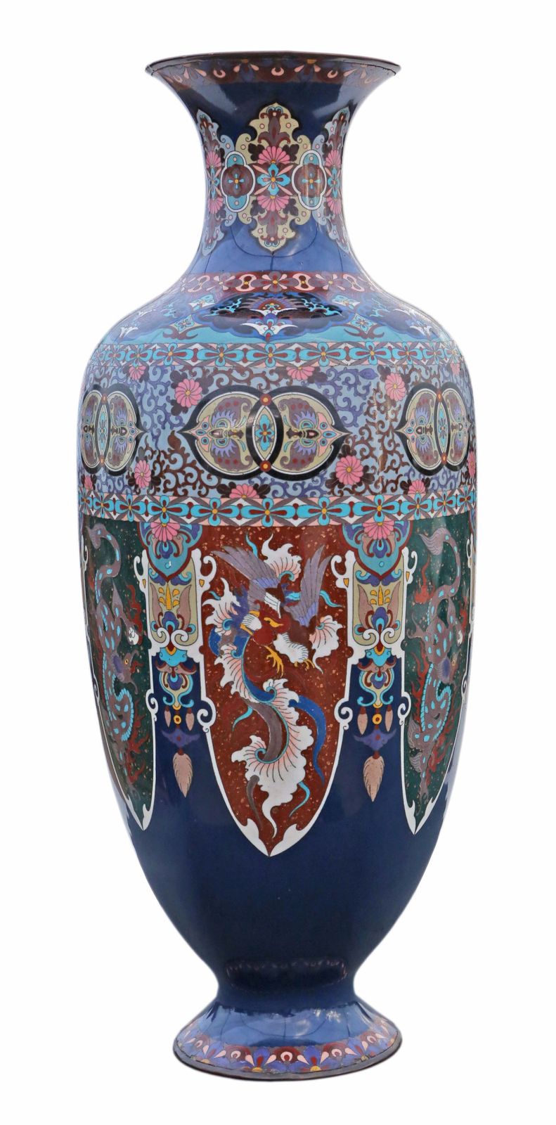 Antique Fine Quality Large 24" Cloisonne Vase 19th Century Meiji Oriental Japanese photo Home Decor