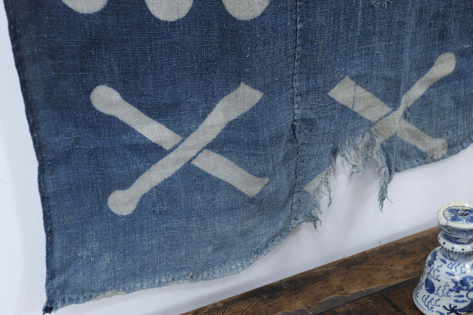 Late 19th Century Japanese Indigo Dyed Shishimai Cloth photo Textiles