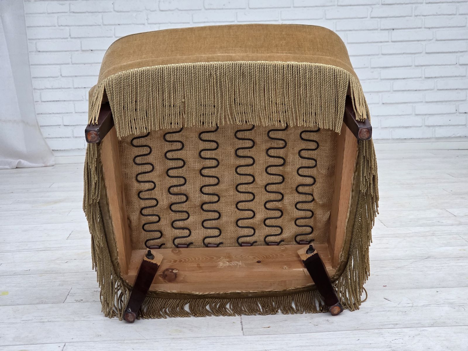 870.0 1970s, Danish Armchair, Light Green Furniture Velour. photo