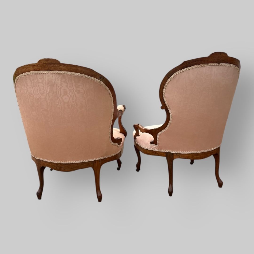 C19th "His And Hers" French Fauteuil Chairs photo for sale
