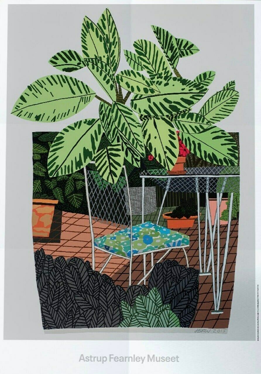 Original Jonas Wood Exhibition Poster   Flower Chair   Authentic Exhibition Print Plant Art