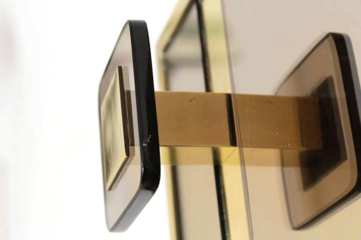 Regency Style Brass And Glass Coat Rack, Italy 1970s photo 300.0