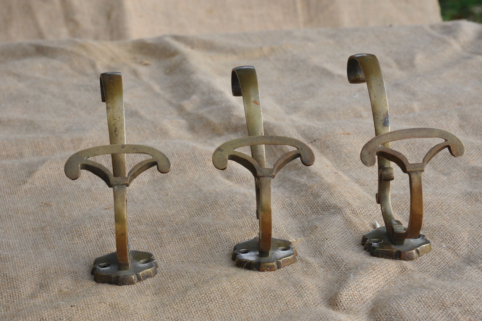 A Set Of Three Good Antique French Bronze Wall Mounted  Hat And Coat Hooks photo furniture