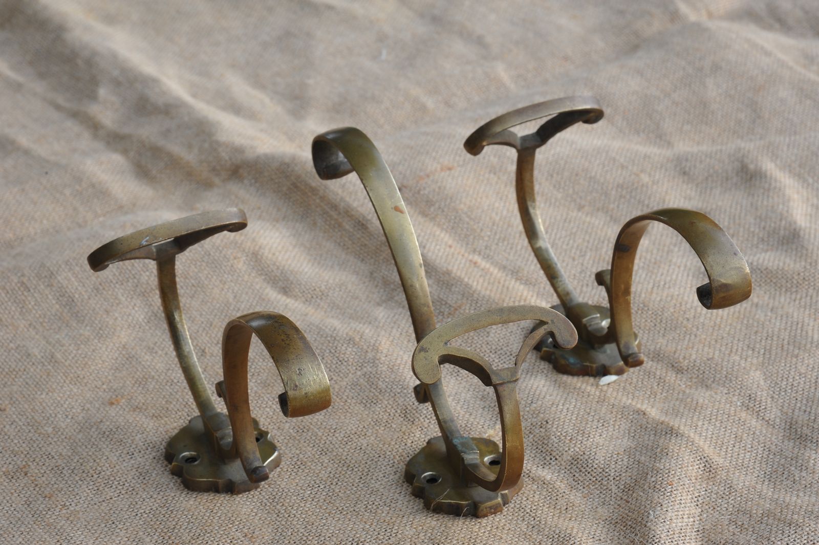 A Set Of Three Good Antique French Bronze Wall Mounted  Hat And Coat Hooks photo vinterior