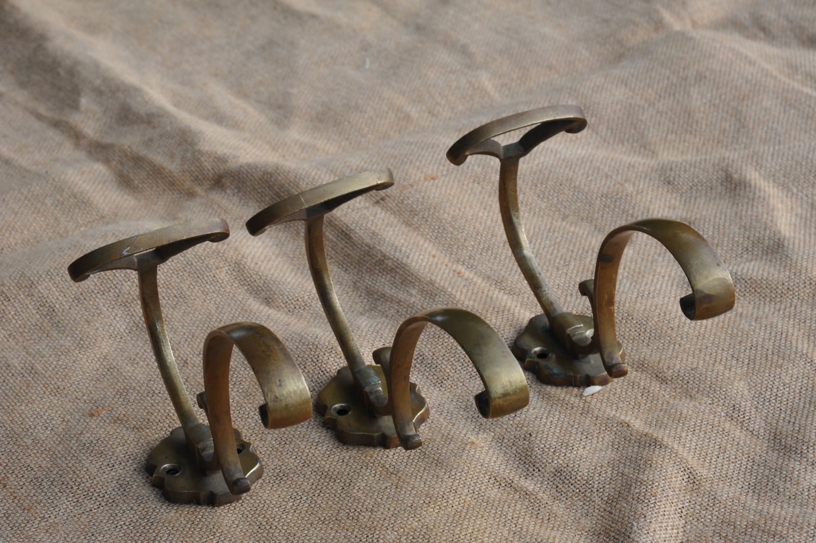 A Set Of Three Good Antique French Bronze Wall Mounted  Hat And Coat Hooks photo buy