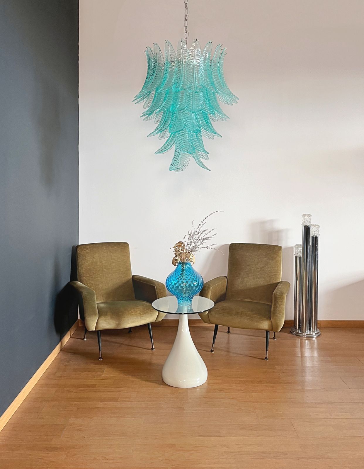 Huge Italian Murano Six Tier Turquoise Felci Glass Chandelier photo furniture