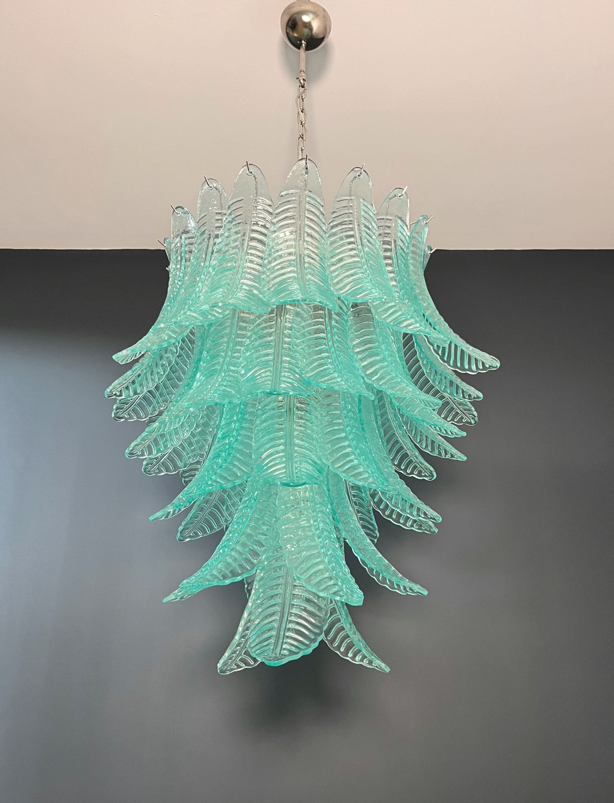 Huge Italian Murano Six Tier Turquoise Felci Glass Chandelier photo Lighting