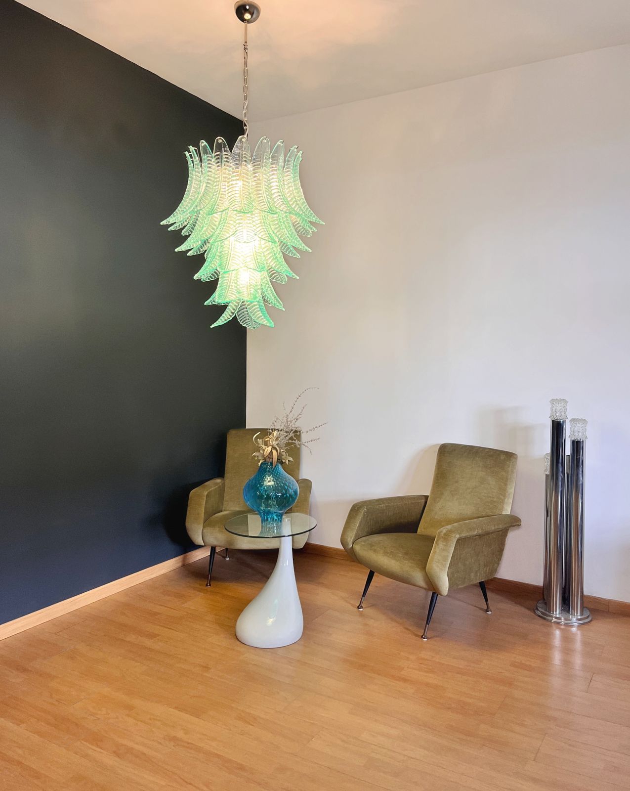 Lighting Huge Italian Murano Six Tier Turquoise Felci Glass Chandelier photo