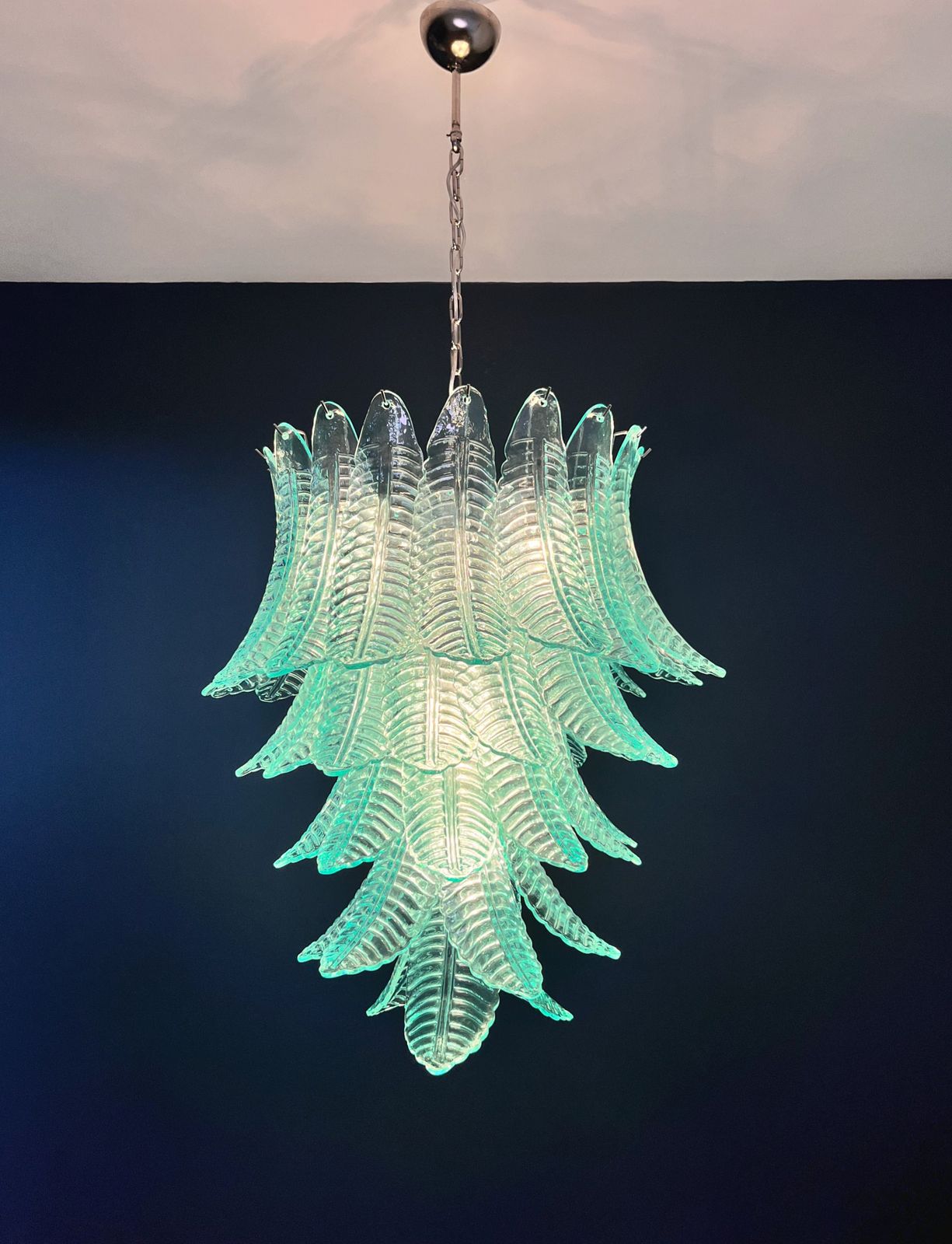 photo vinterior Huge Italian Murano Six Tier Turquoise Felci Glass Chandelier
