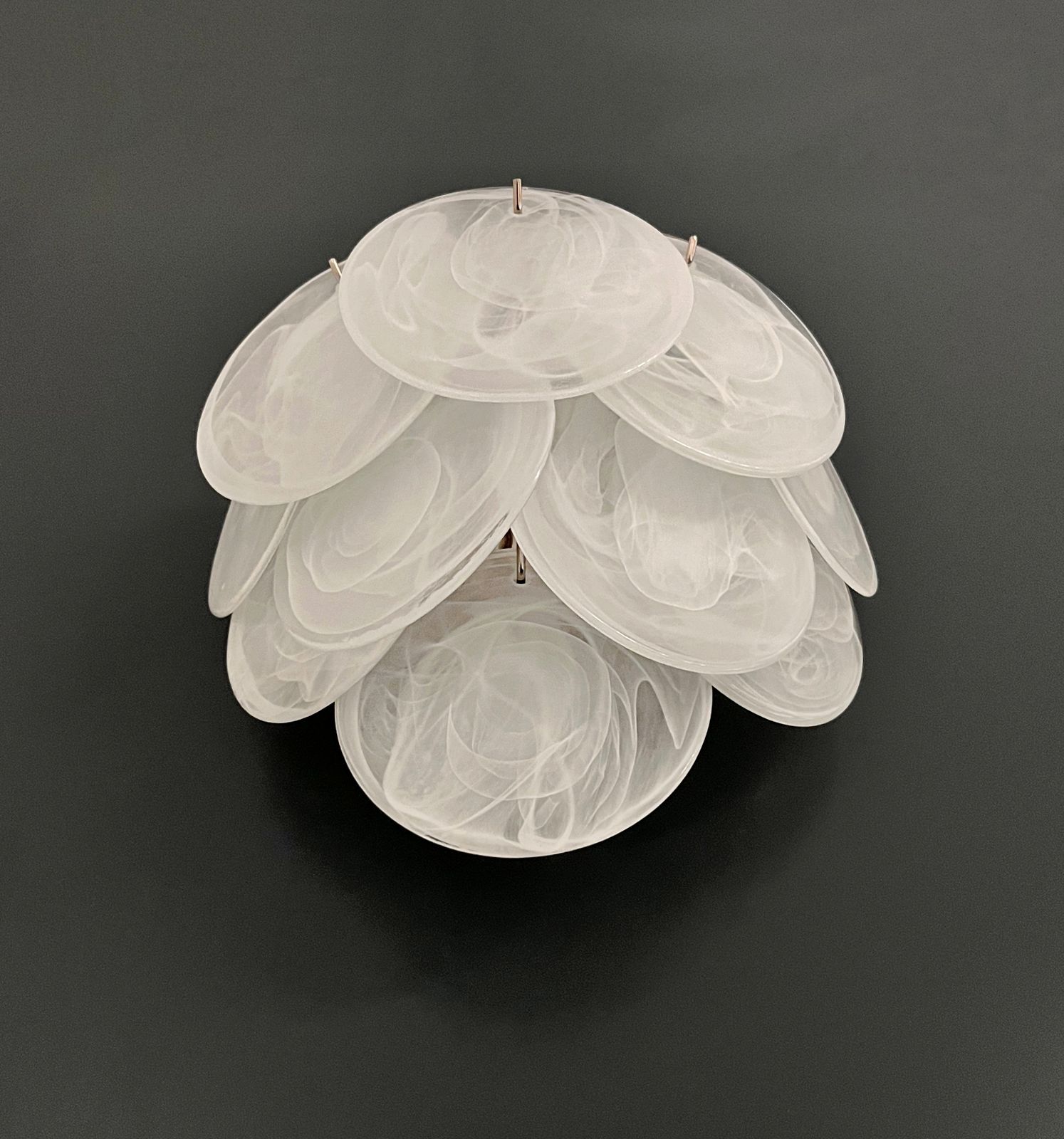 photo vintage Pair Of Glass Wall Sconces   10 Alabaster White Disks