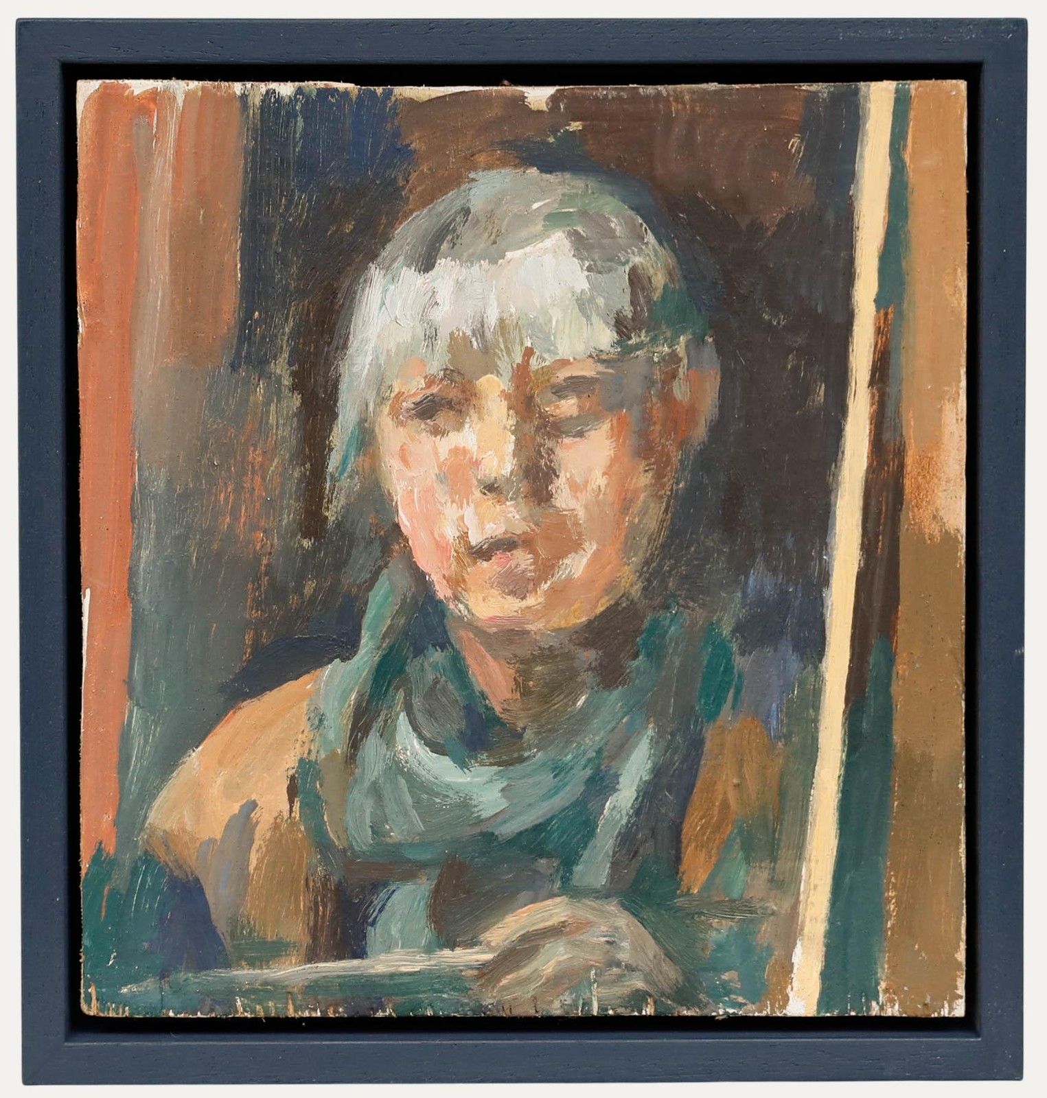 Bernadette Kelly (B.1933) 20th Century Oil, Portrait Of A Silver Haired Lady