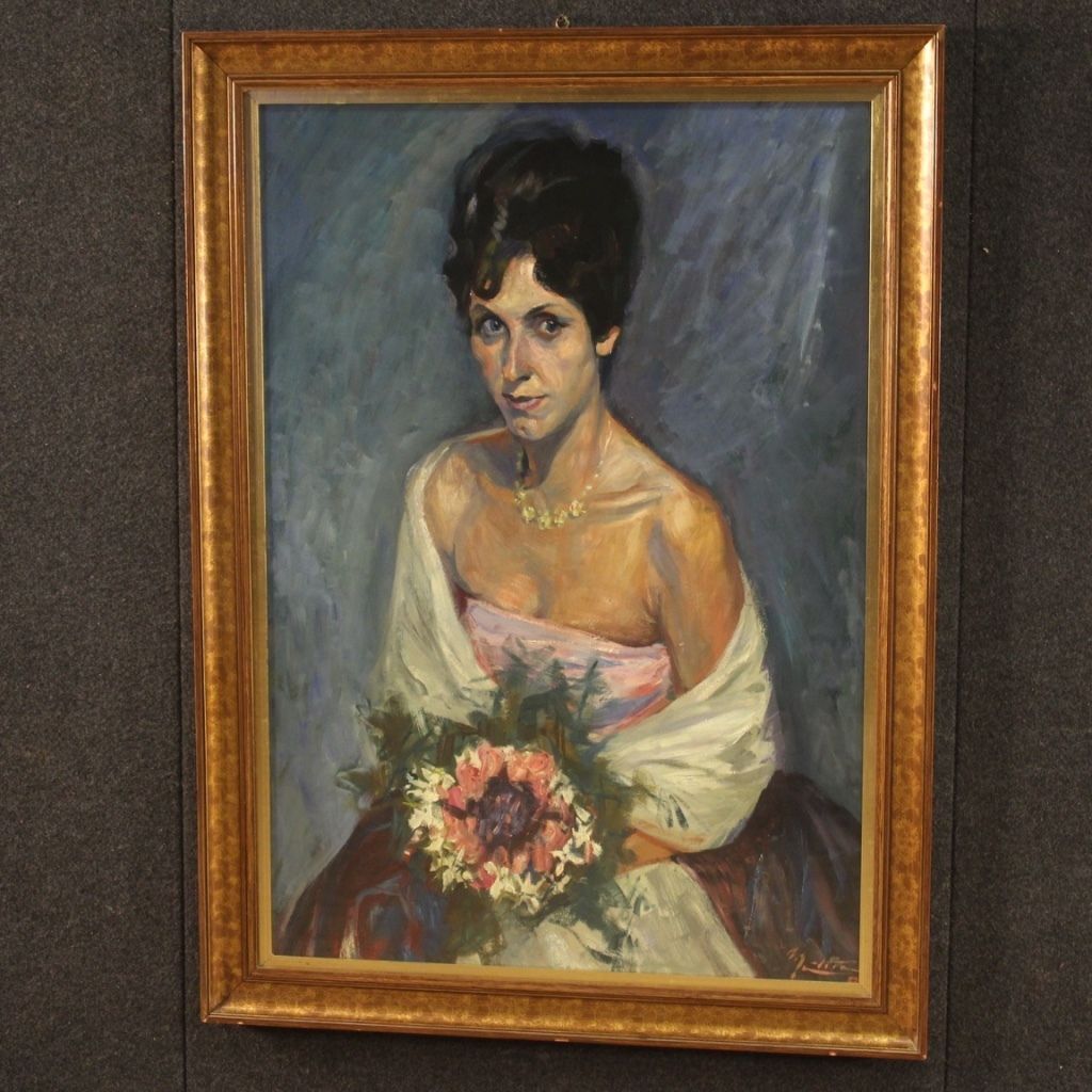 Signed Painting Portrait Of A Lady From 20th Century photo 1100.0