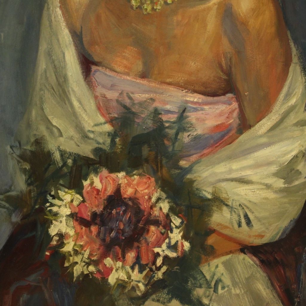 1100.0 Signed Painting Portrait Of A Lady From 20th Century photo