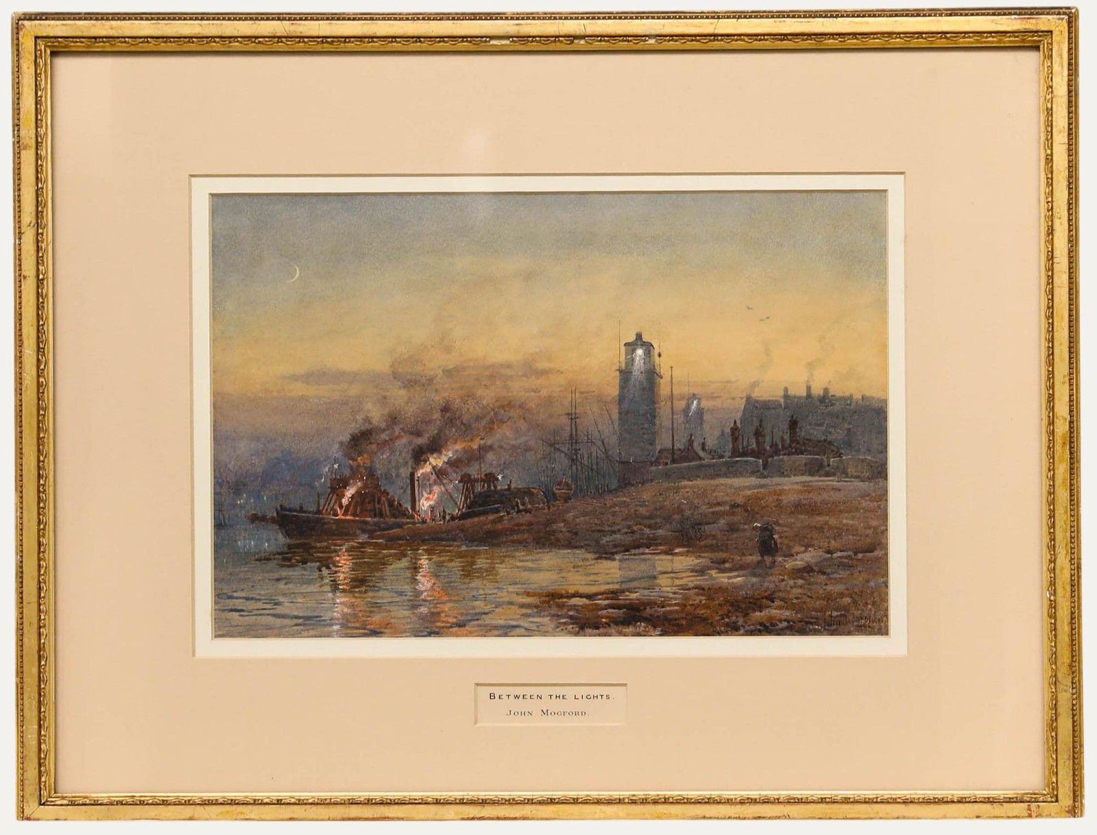 John Mogford Ra (1821 1885) Framed Watercolour, Between The Lights