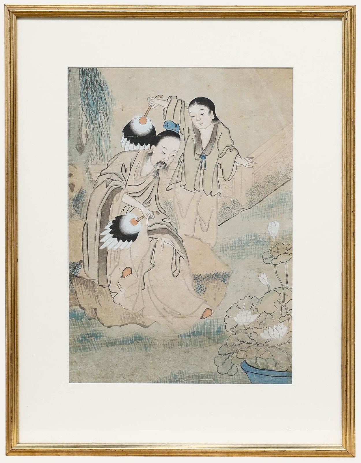 Chinese School 18th Century Watercolour In The Garden