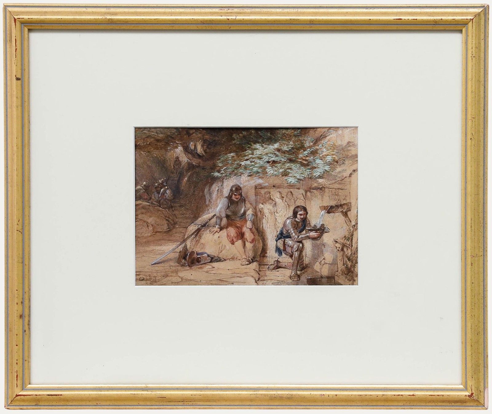 Manner Of George Cattermole (1800 1868) Framed Watercolour, Knights Resting
