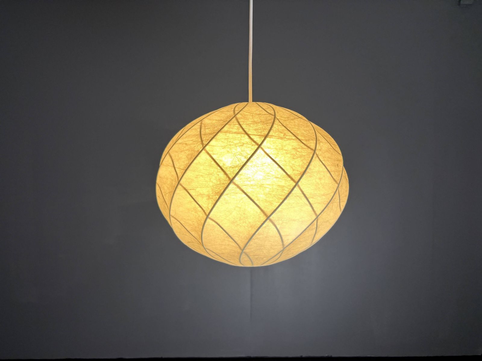 Page 1 Of 15 Midcentury Space Age Swirl Cocoon Hanging Pendant Ceiling Lamp, 1960s photo furniture