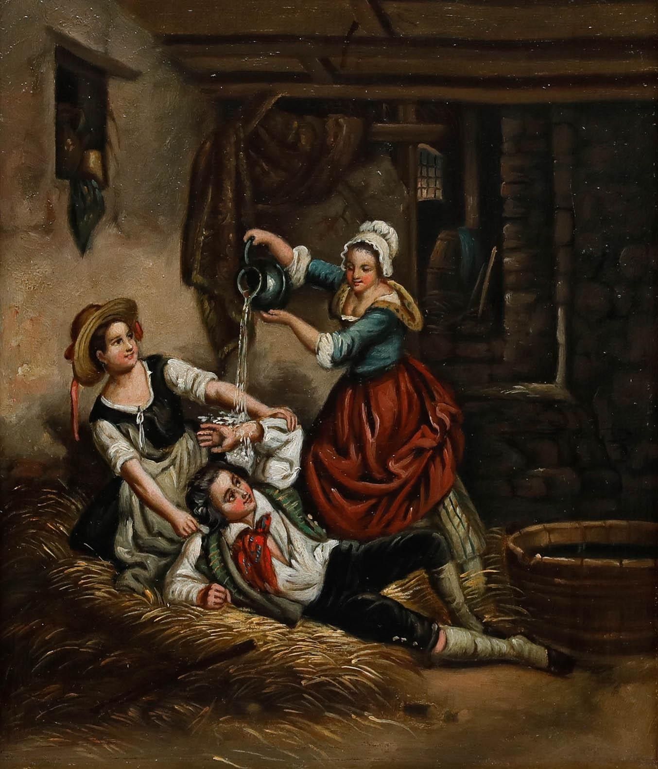 After Jean Alphonse Roehn (1799 1864) Oil, Waking Up The Stable Boy photo furniture