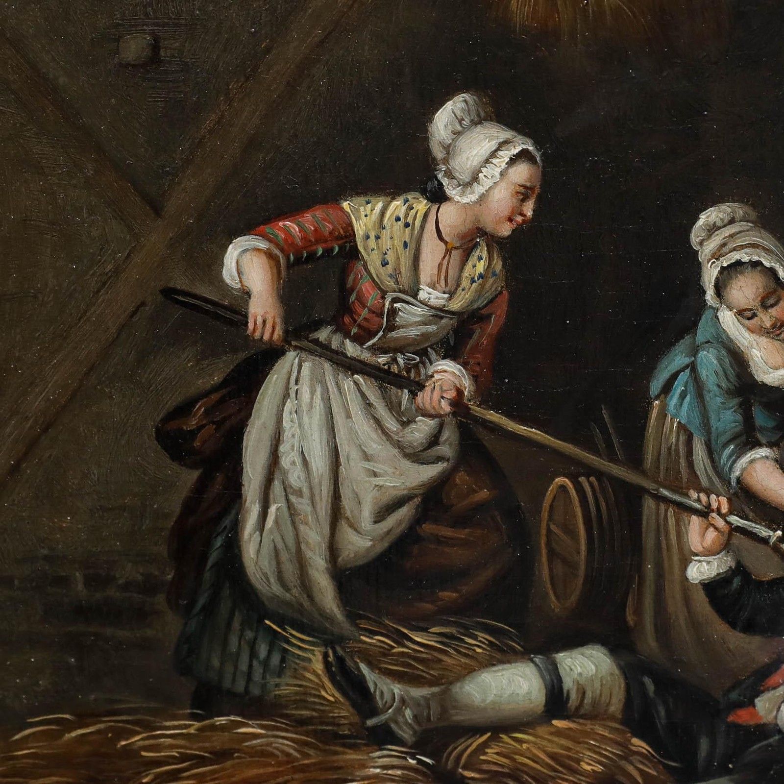 After Jean Alphonse Roehn (1799 1864) 19th Century Oil, Teasing The Farm Hand photo Art