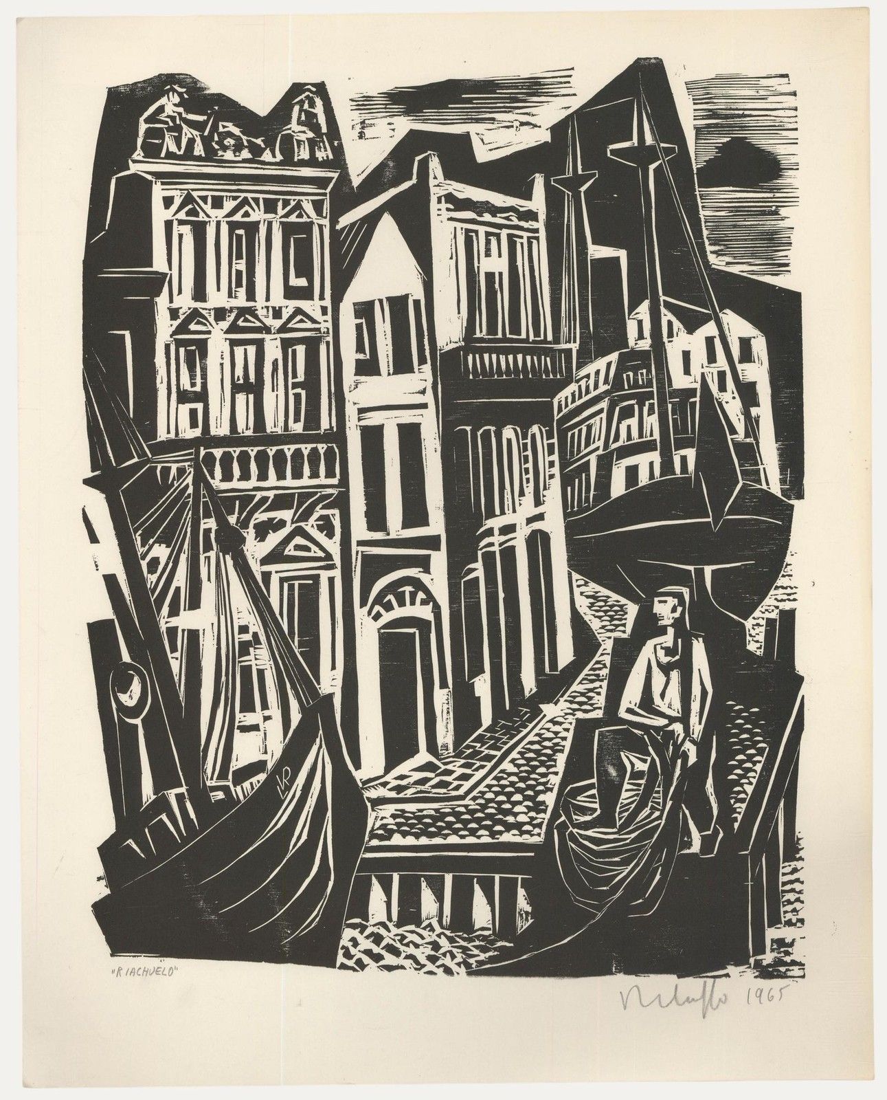 Victor Rebuffo (1903 1983) Mid 20th Century Woodcut, Riachuelo